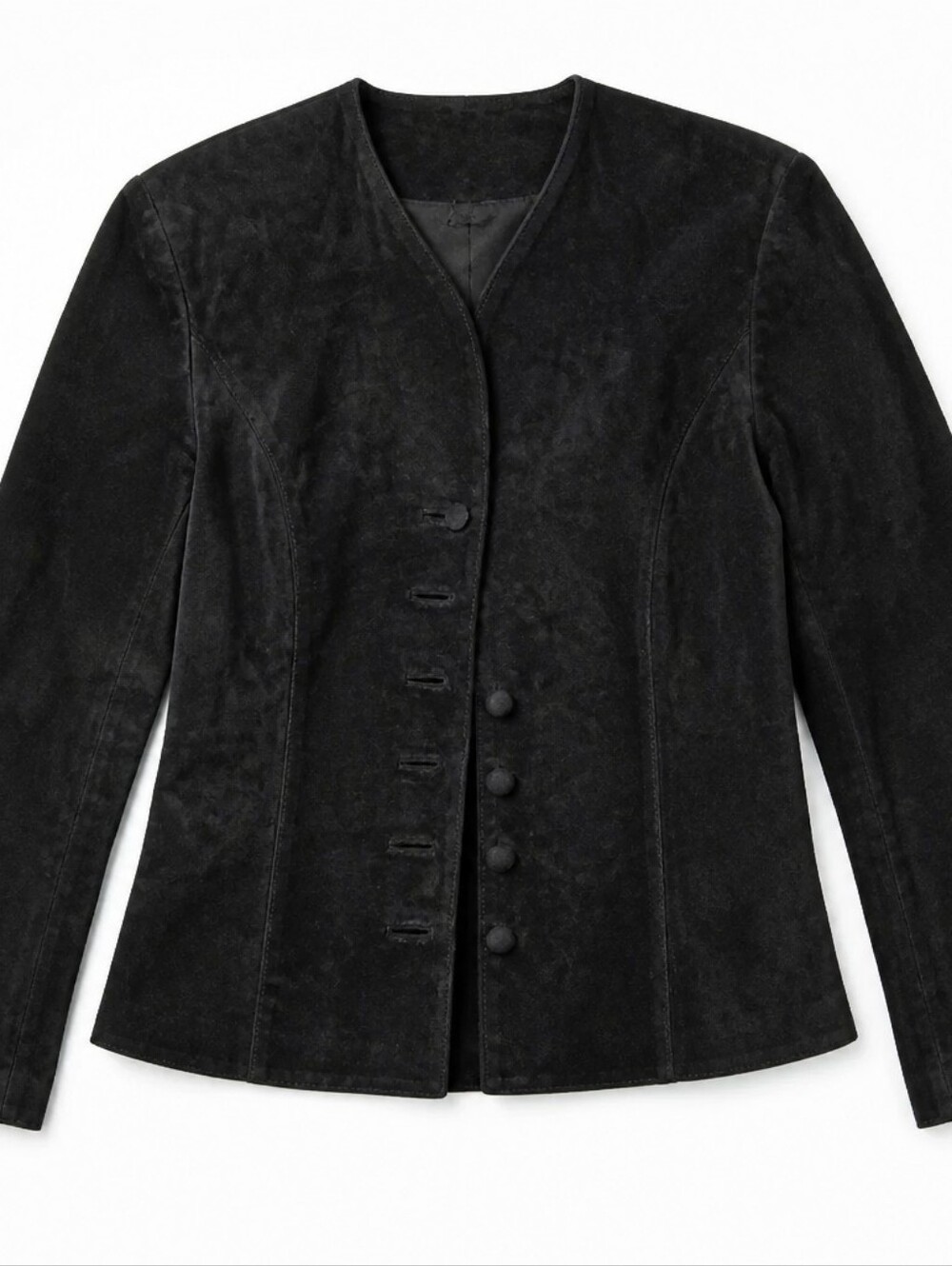 Avanti Black Suede Button-Front Blazer